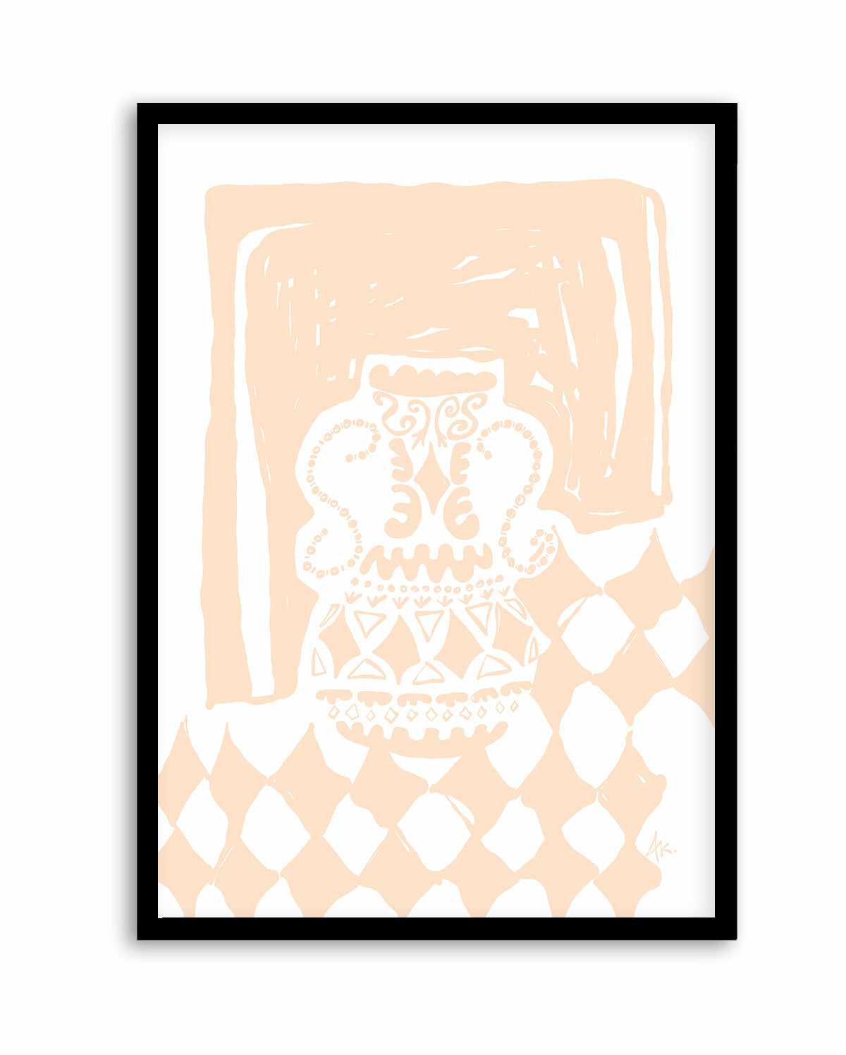 Vase Diamonds Peach by Anne Korako | Art Print