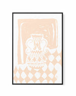 Vase Diamonds Peach by Anne Korako | Framed Canvas Art Print