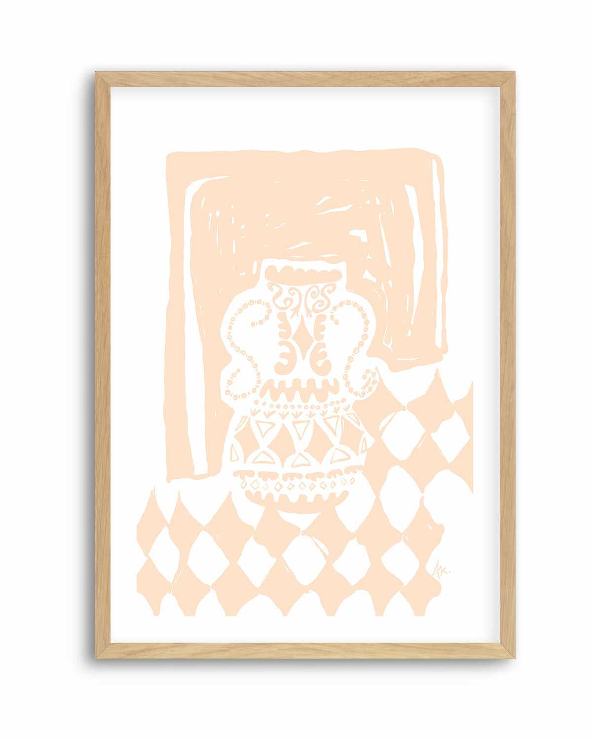 Vase Diamonds Peach by Anne Korako | Art Print