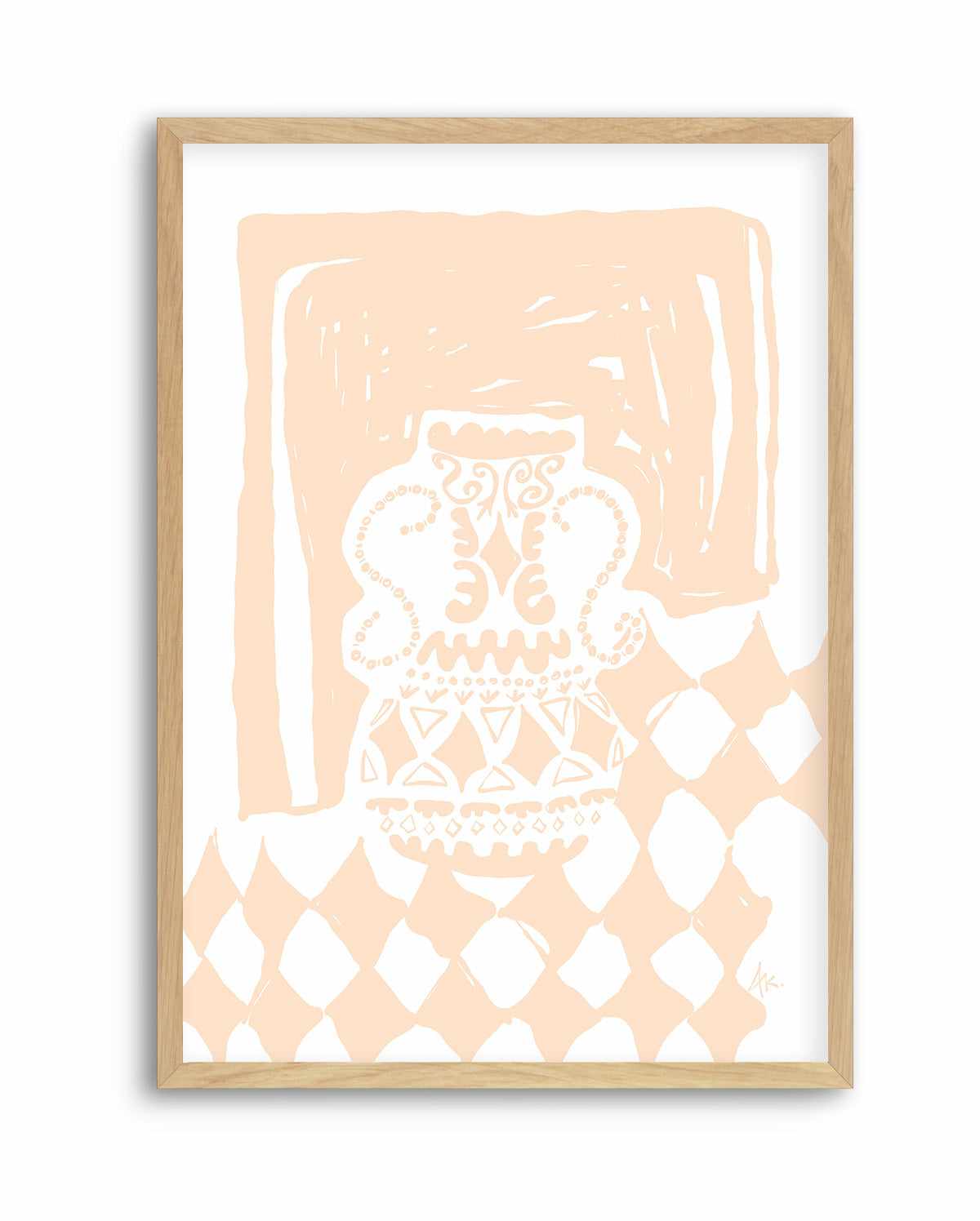 Vase Diamonds Peach by Anne Korako | Art Print