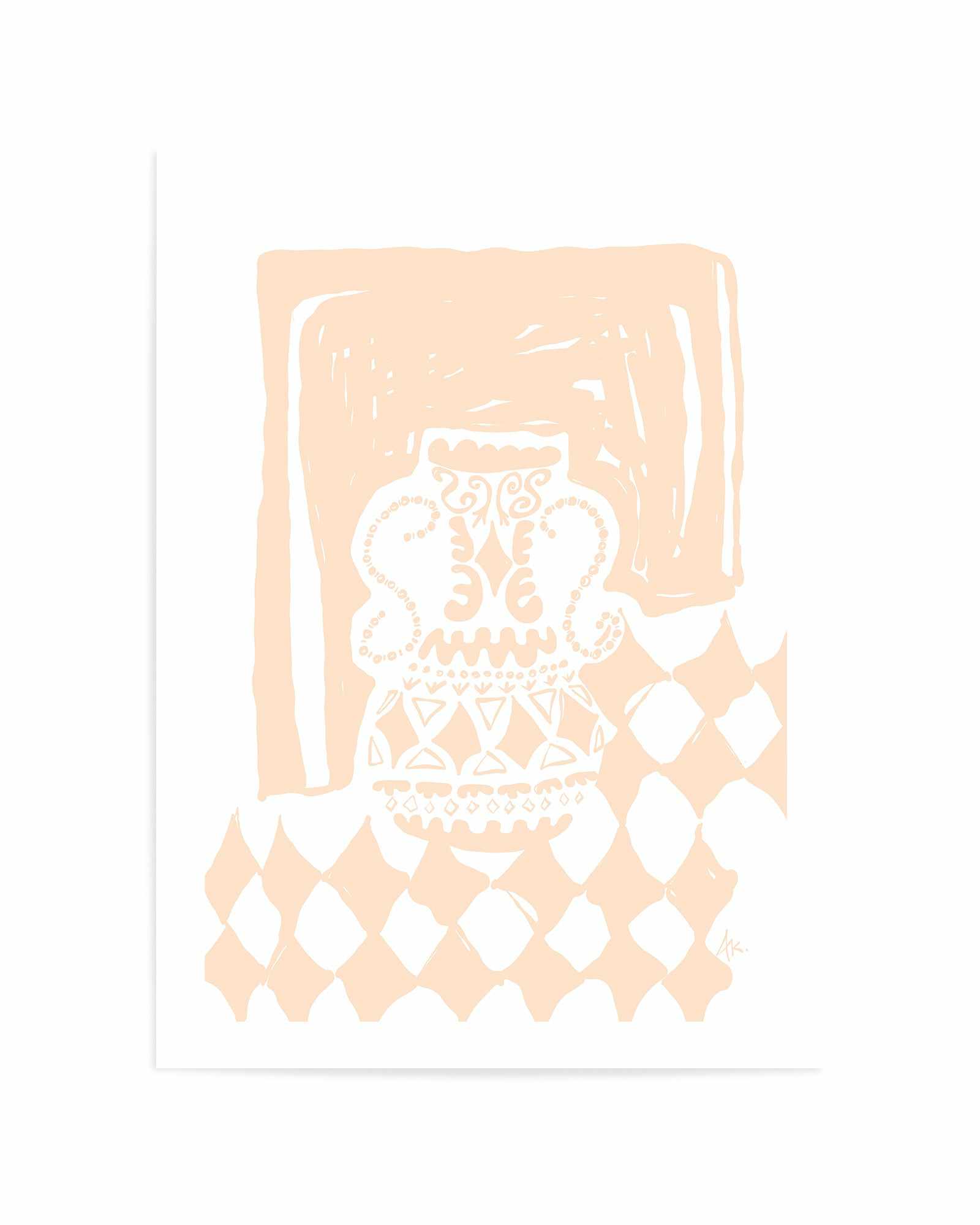 Vase Diamonds Peach by Anne Korako | Art Print