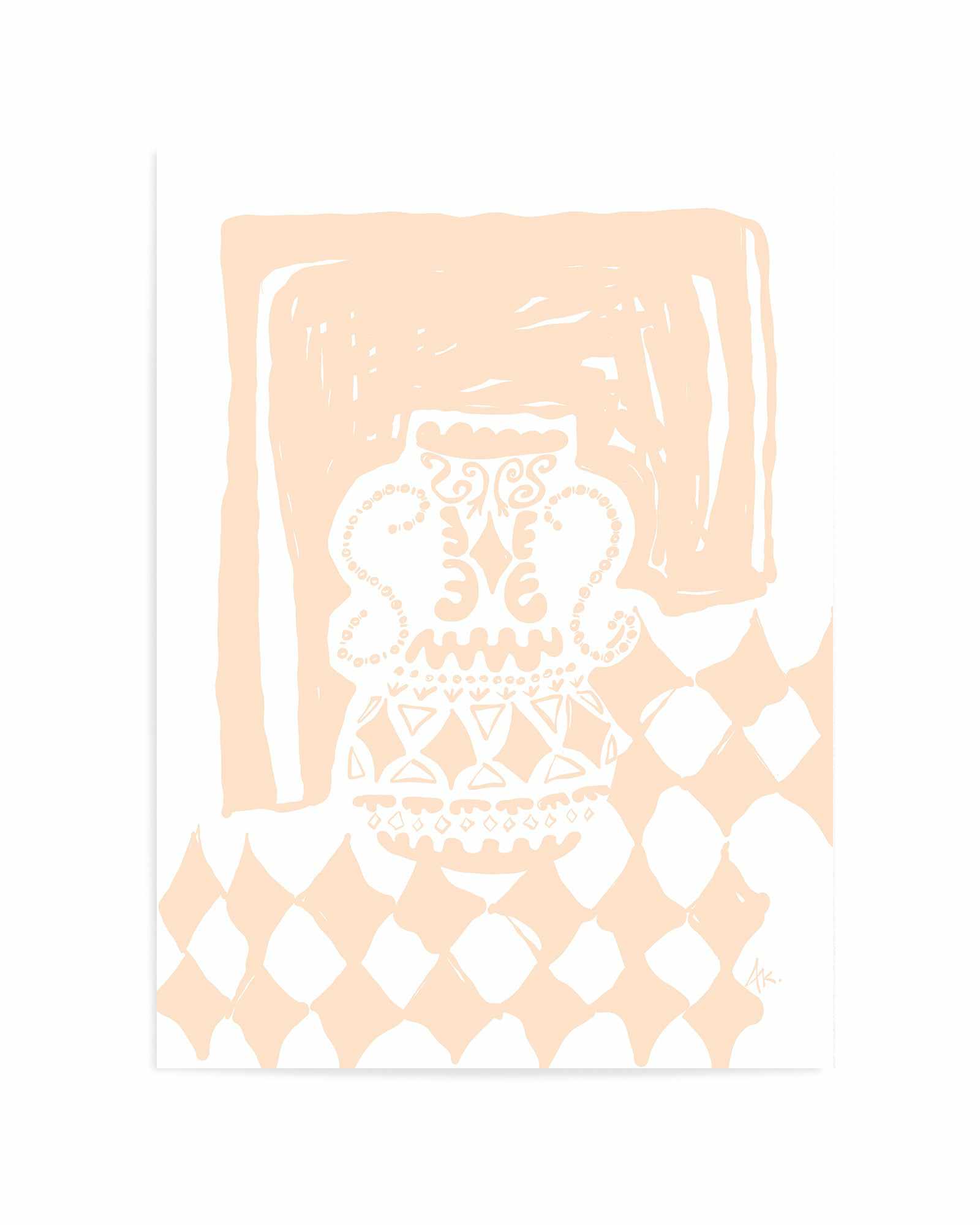 Vase Diamonds Peach by Anne Korako | Art Print