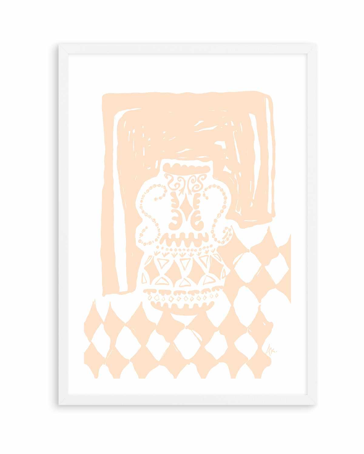 Vase Diamonds Peach by Anne Korako | Art Print