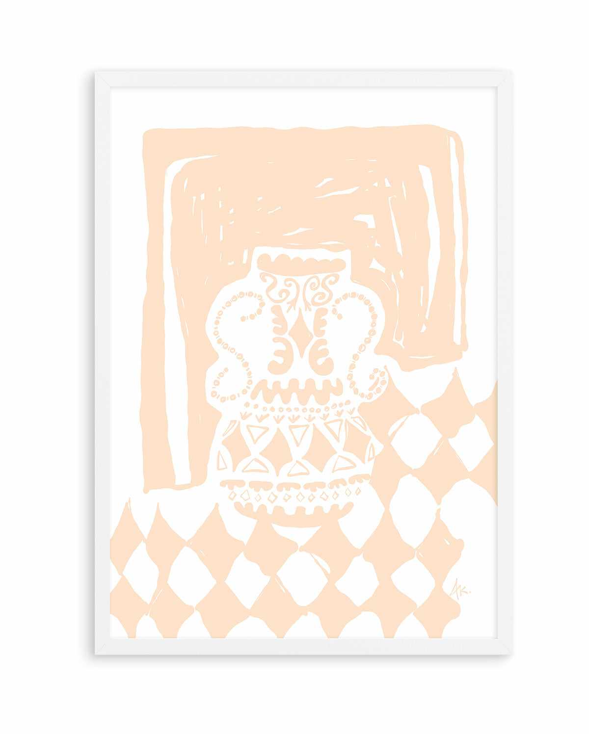 Vase Diamonds Peach by Anne Korako | Art Print