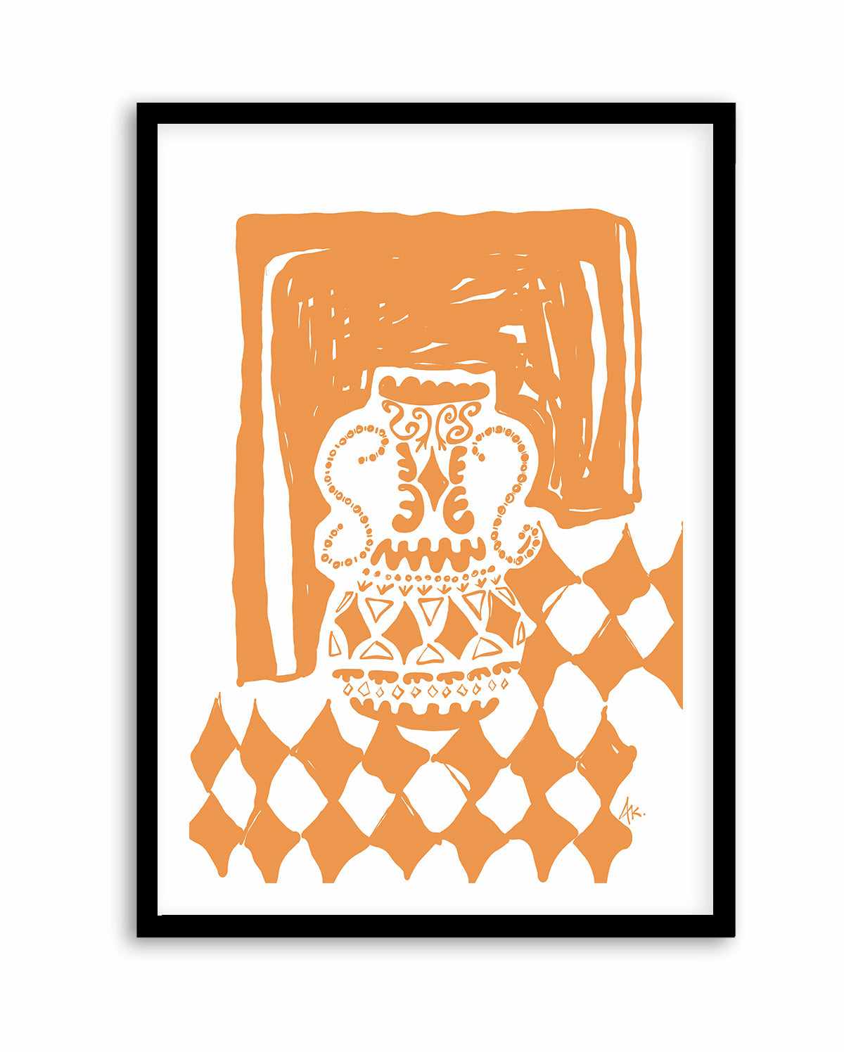 Vase Diamonds Tan by Anne Korako | Art Print