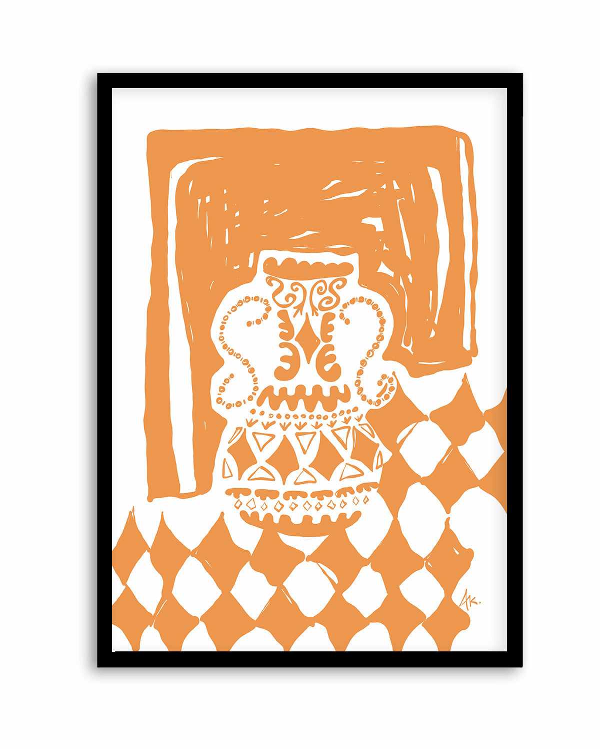 Vase Diamonds Tan by Anne Korako | Art Print