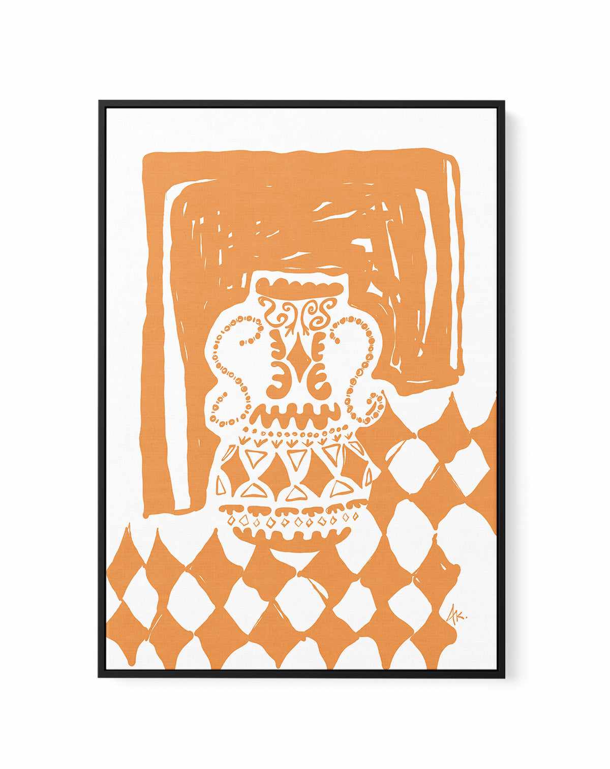 Vase Diamonds Tan by Anne Korako | Framed Canvas Art Print from Olive et Oriel where you can shop wallpaper and artworks online