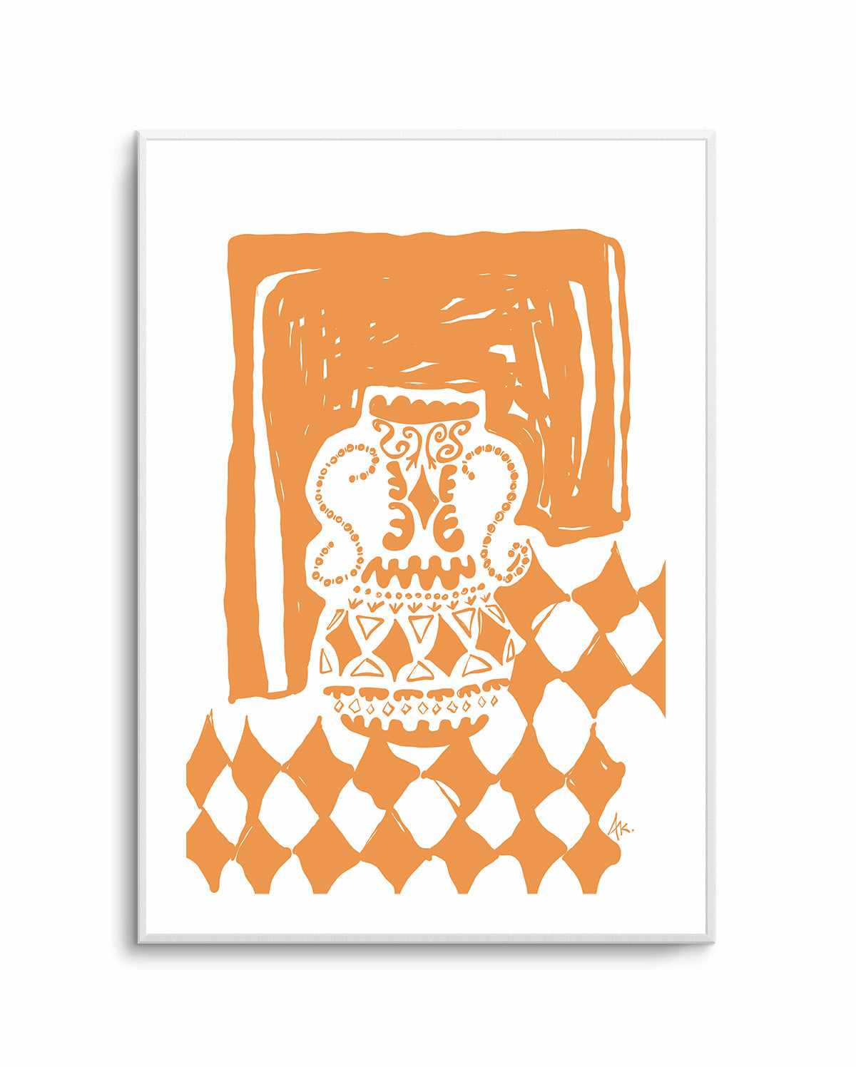 Vase Diamonds Tan by Anne Korako | Art Print