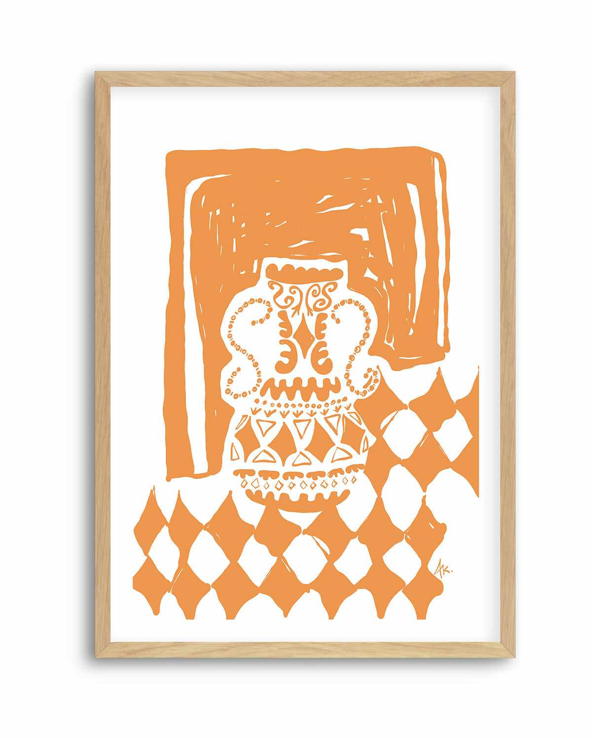 Vase Diamonds Tan by Anne Korako | Art Print