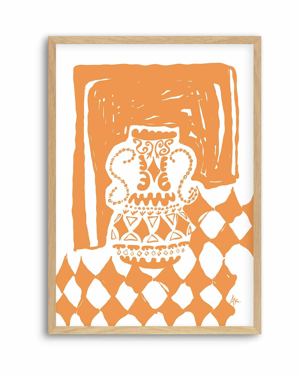 Vase Diamonds Tan by Anne Korako | Art Print