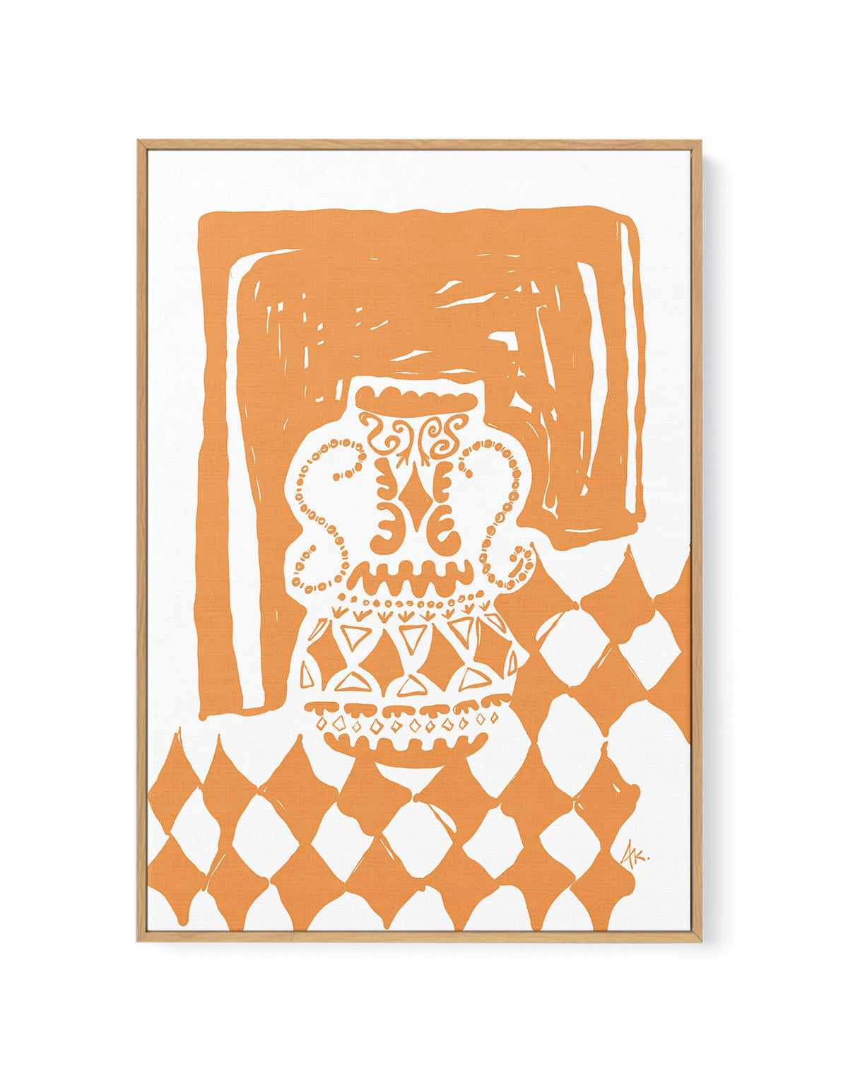 Vase Diamonds Tan by Anne Korako | Framed Canvas Art Print from Olive et Oriel where you can shop wallpaper and artworks online