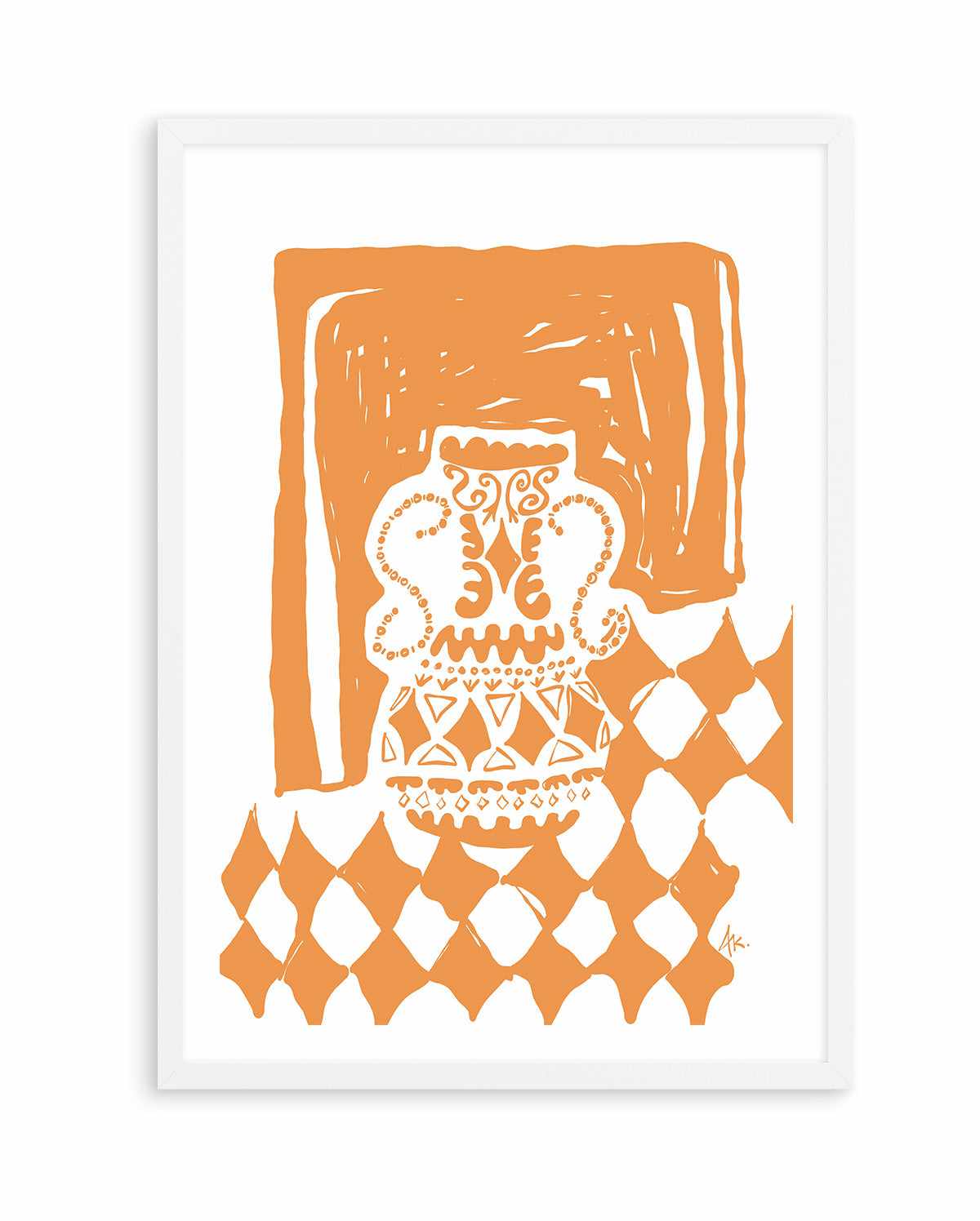 Vase Diamonds Tan by Anne Korako | Art Print