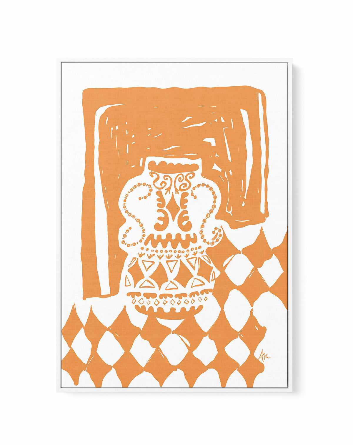 Vase Diamonds Tan by Anne Korako | Framed Canvas Art Print from Olive et Oriel where you can shop wallpaper and artworks online