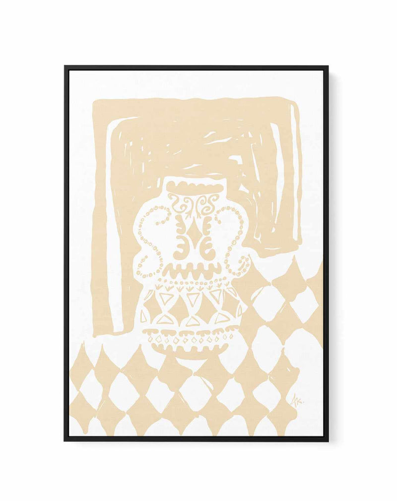 Vase Diamonds Beige by Anne Korako | Framed Canvas Art Print