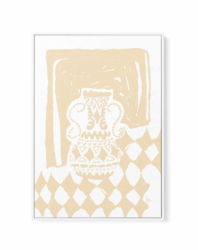 Vase Diamonds Beige by Anne Korako | Framed Canvas Art Print