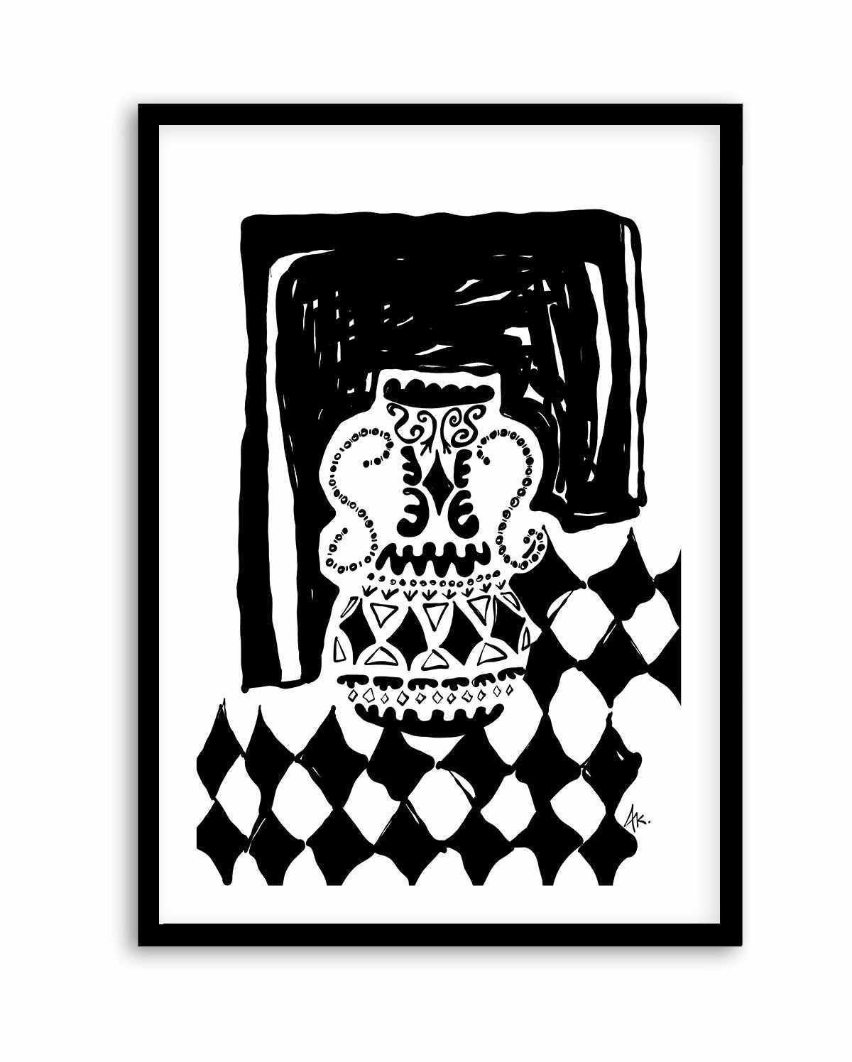 Vase Diamonds Black by Anne Korako | Art Print