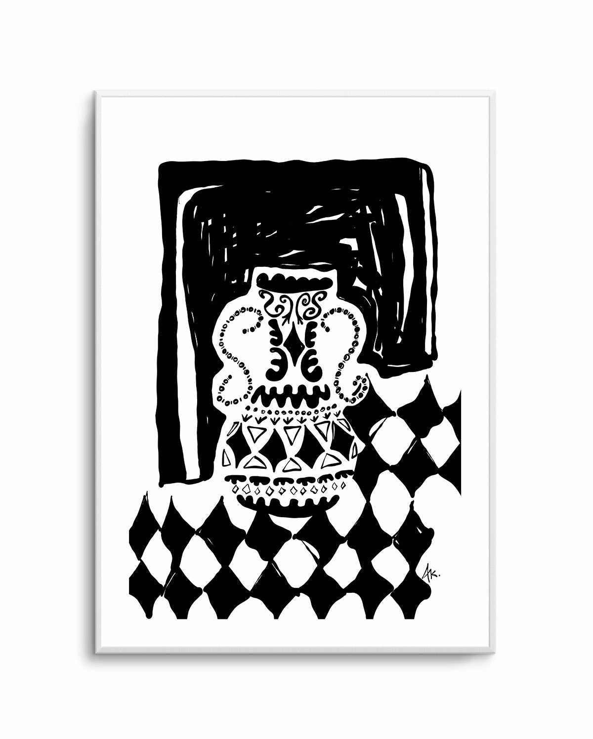 Vase Diamonds Black by Anne Korako | Art Print