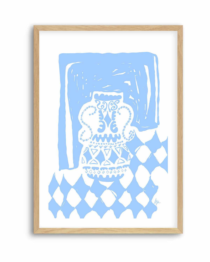 Vase Diamonds Soft Blue by Anne Korako | Art Print
