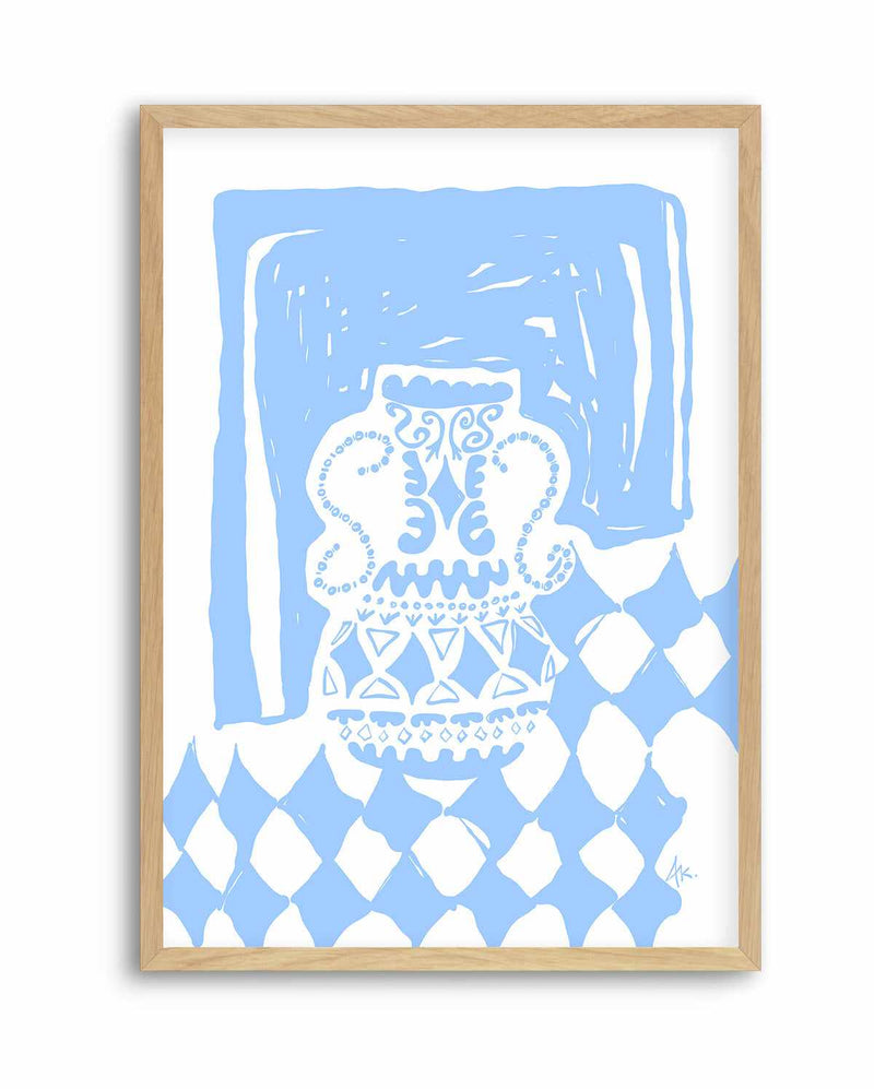 Vase Diamonds Soft Blue by Anne Korako | Art Print