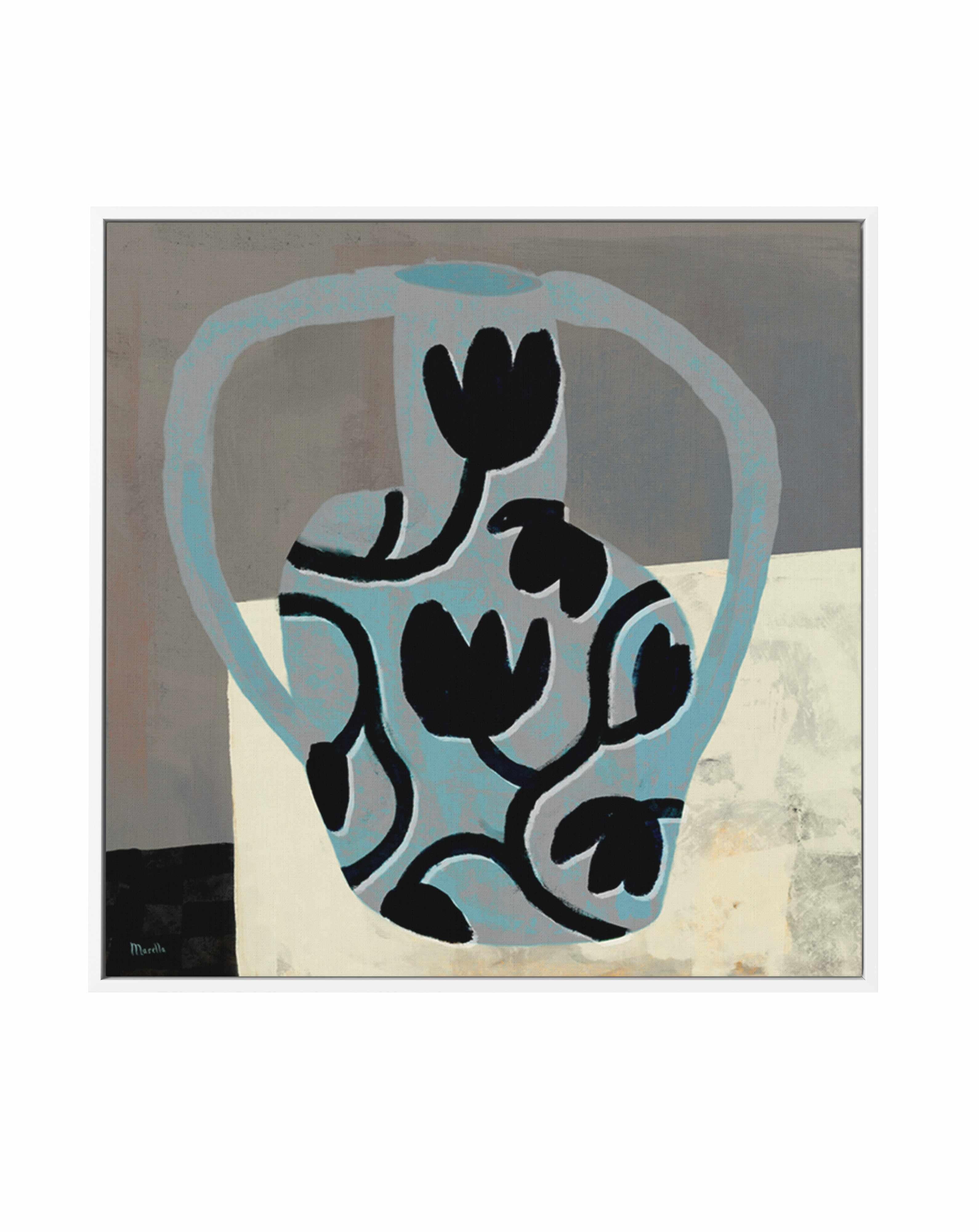 Vase with Black Flowers Copia by Marco Marella | Framed Canvas Art Print from Olive et Oriel where you can shop wallpaper and artworks online