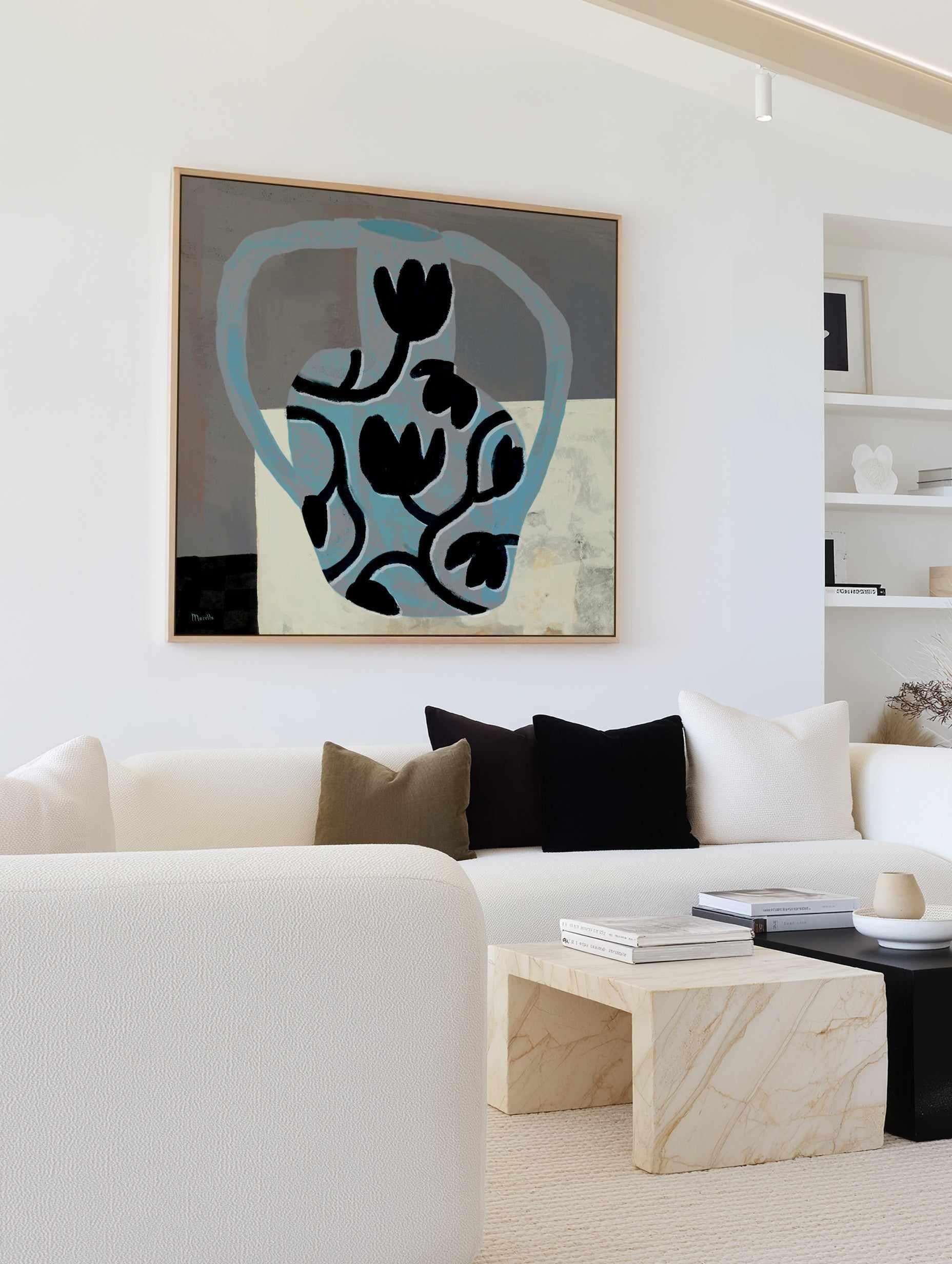 Vase with Black Flowers Copia by Marco Marella | Framed Canvas Art Print from Olive et Oriel where you can shop wallpaper and artworks online