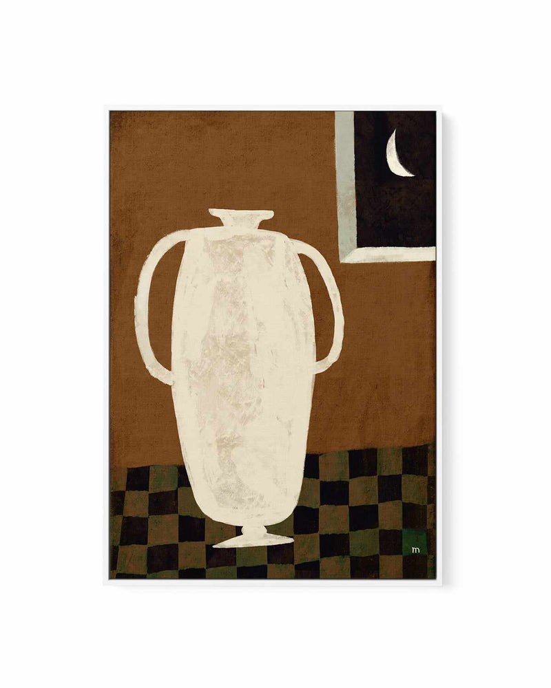 Vase and Moon Still Life by Marco Marella | Framed Canvas Art Print