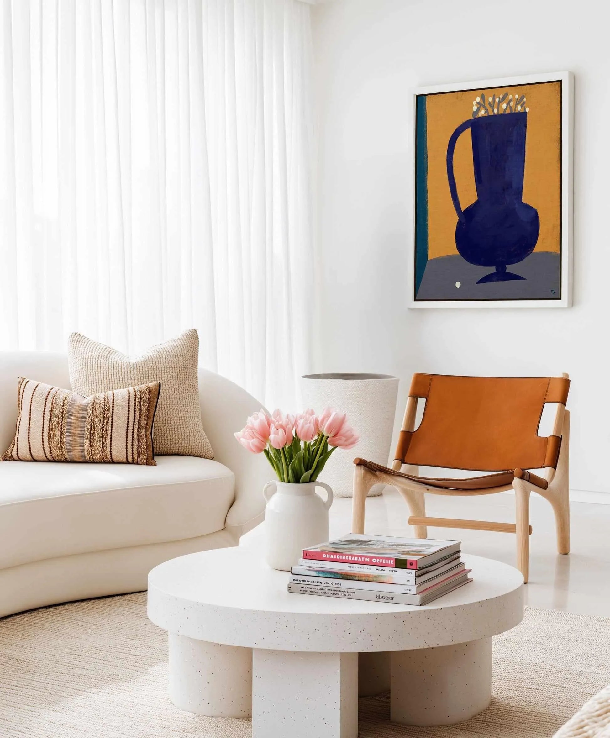 Vaso Blu Still Life by Marco Marella | Framed Canvas Art Print from Olive et Oriel where you can shop wallpaper and artworks online