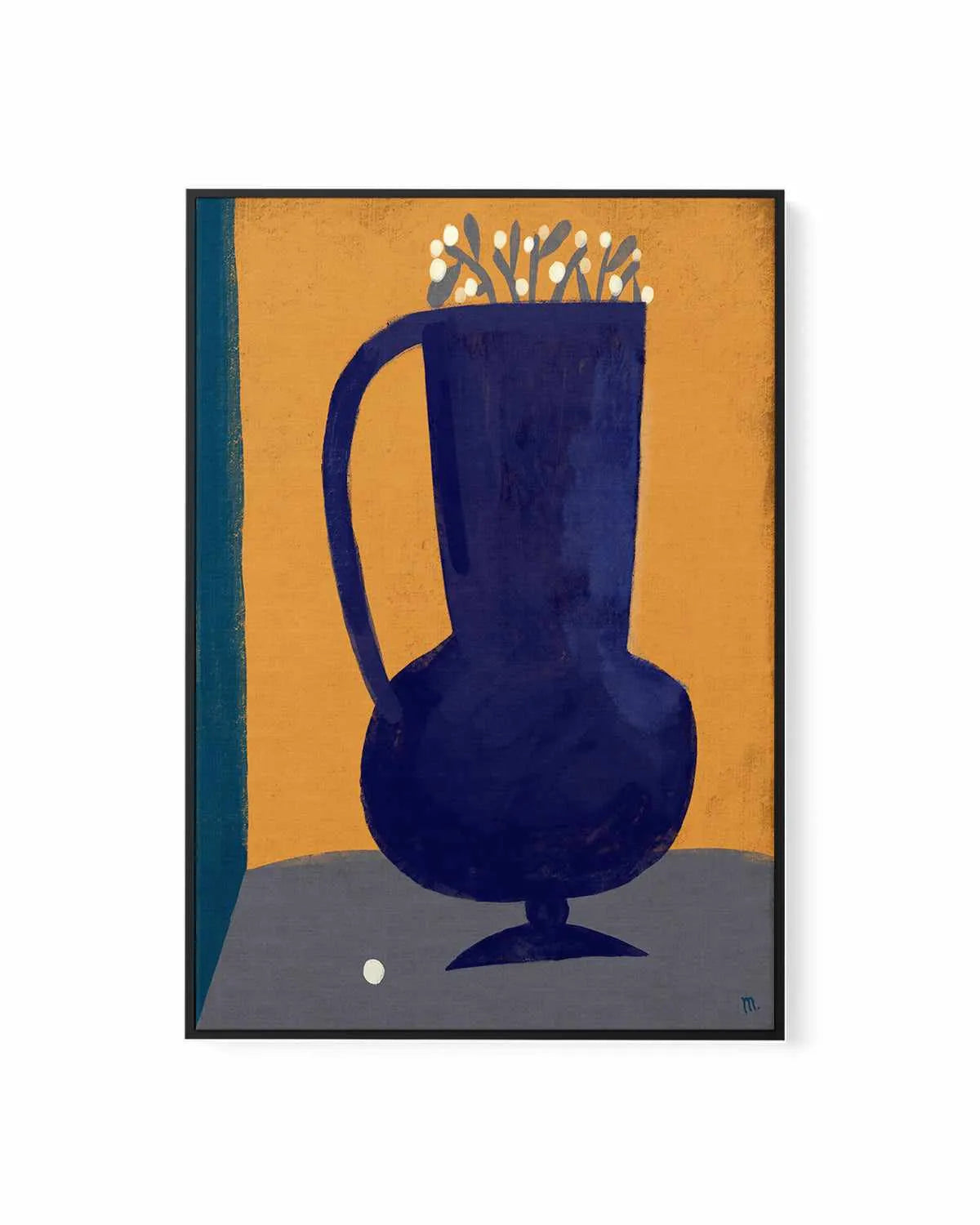 Vaso Blu Still Life by Marco Marella | Framed Canvas Art Print from Olive et Oriel where you can shop wallpaper and artworks online