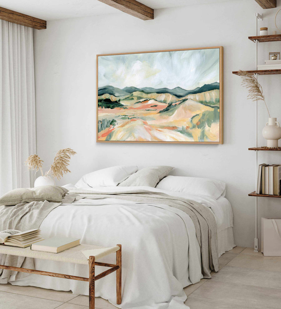 Vermillion Landscape III | Framed Canvas Art Print from Olive et Oriel where you can shop wallpaper and artworks online