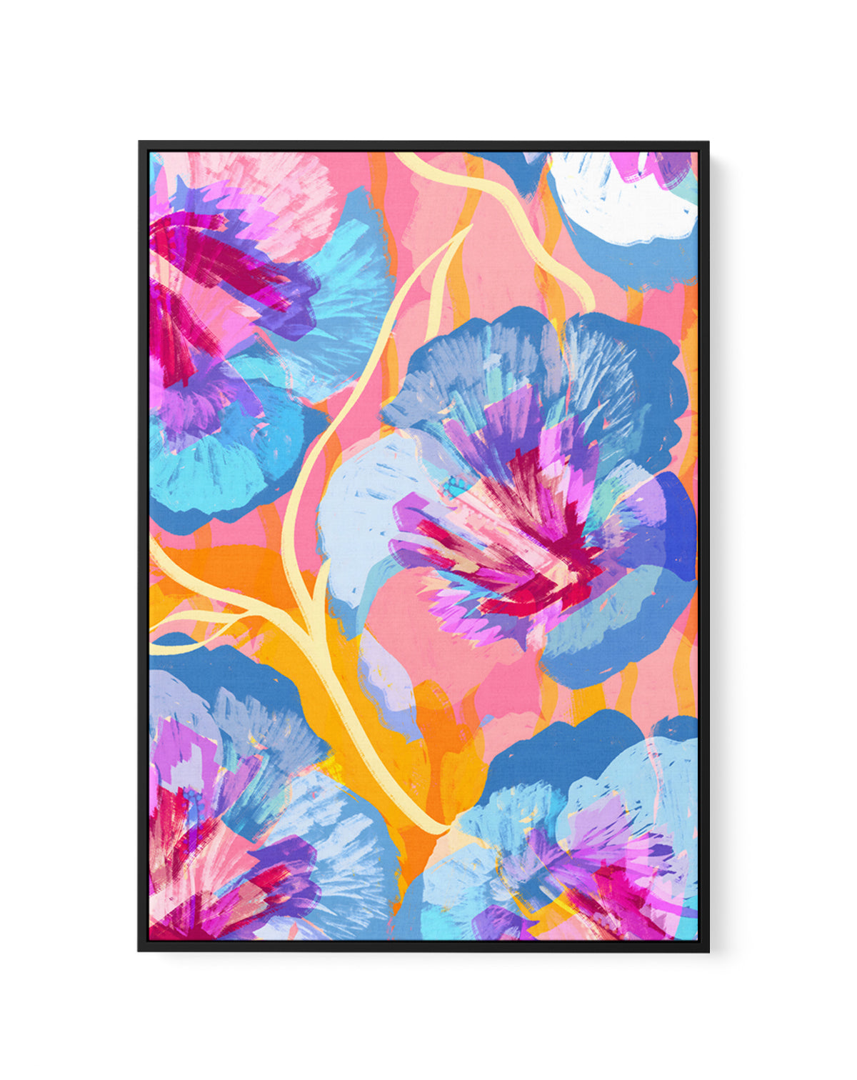 Vibrant Abstract Flowers by Uma Gokhale | Framed Canvas Art Print
