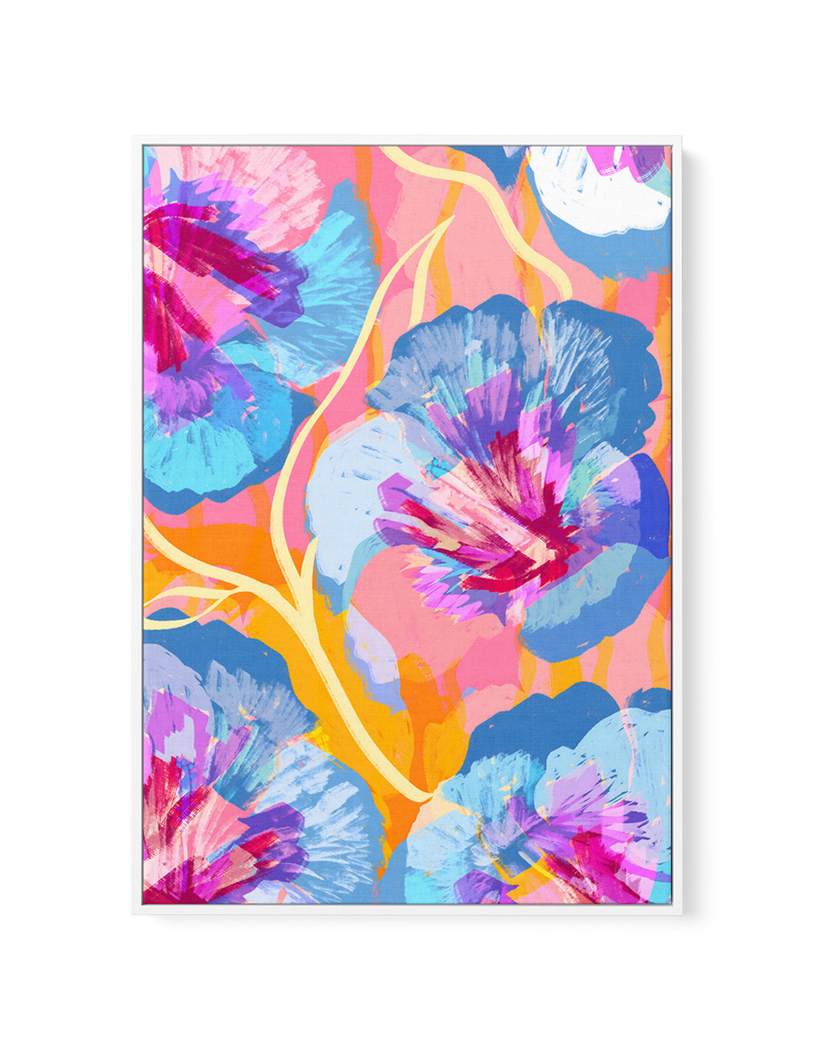 Vibrant Abstract Flowers by Uma Gokhale | Framed Canvas Art Print