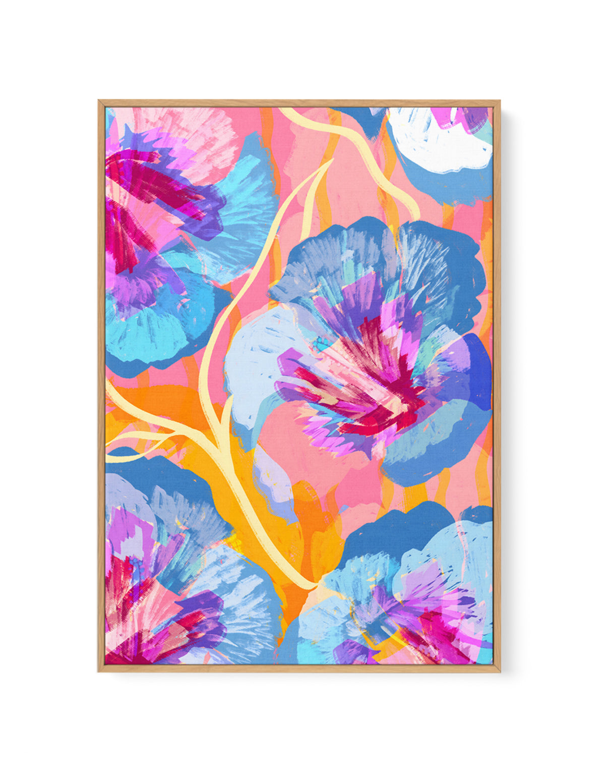 Vibrant Abstract Flowers by Uma Gokhale | Framed Canvas Art Print