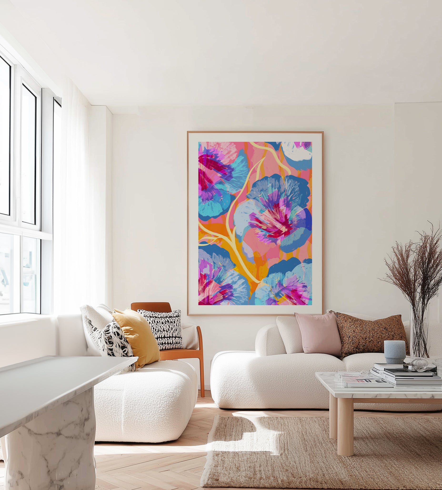 Vibrant Abstract Flowers by Uma Gokhale | Art Print