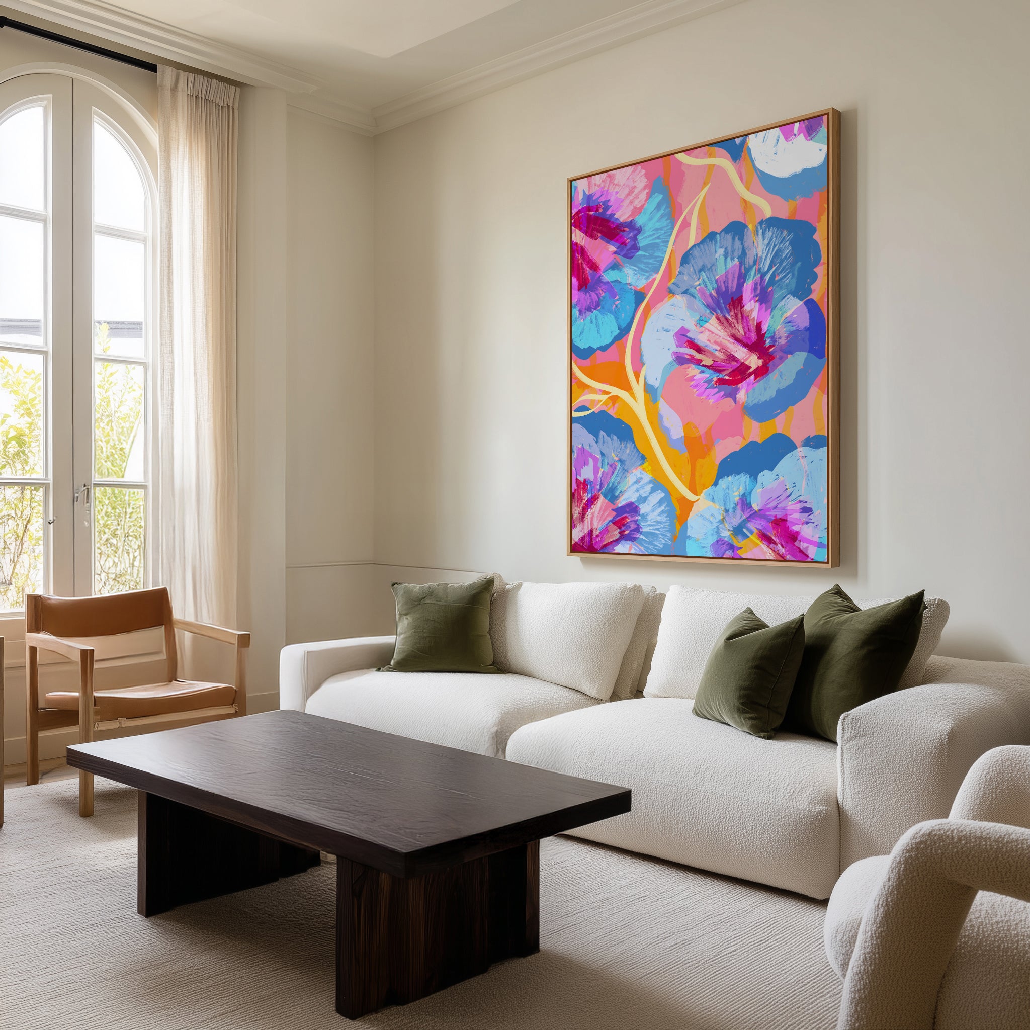 Vibrant Abstract Flowers by Uma Gokhale | Framed Canvas Art Print