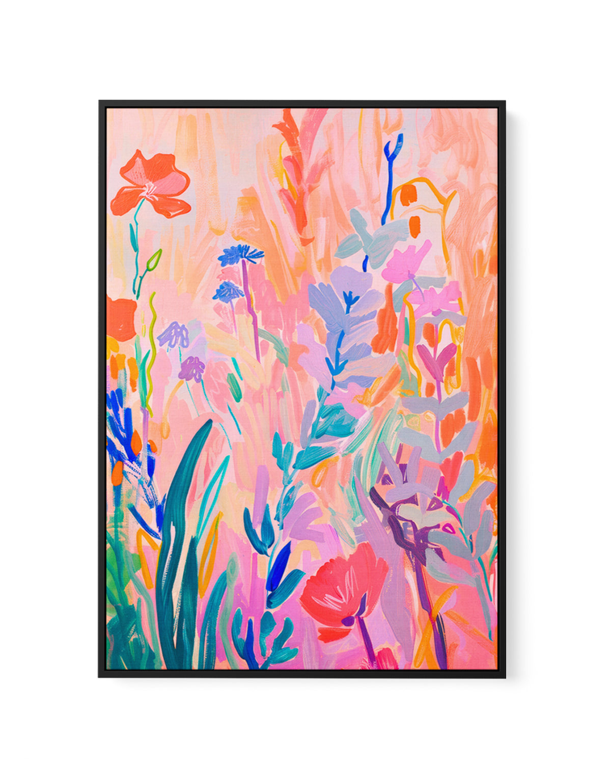 Vibrant Abstract Garden by Mathieu Jeuf | Framed Canvas Art Print