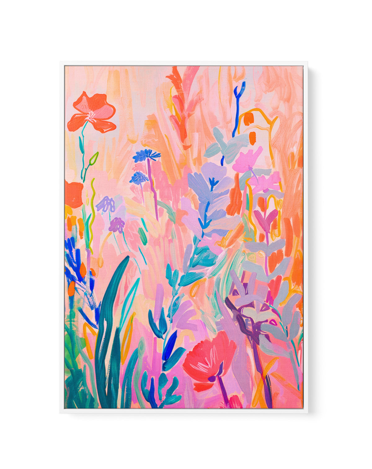 Vibrant Abstract Garden by Mathieu Jeuf | Framed Canvas Art Print