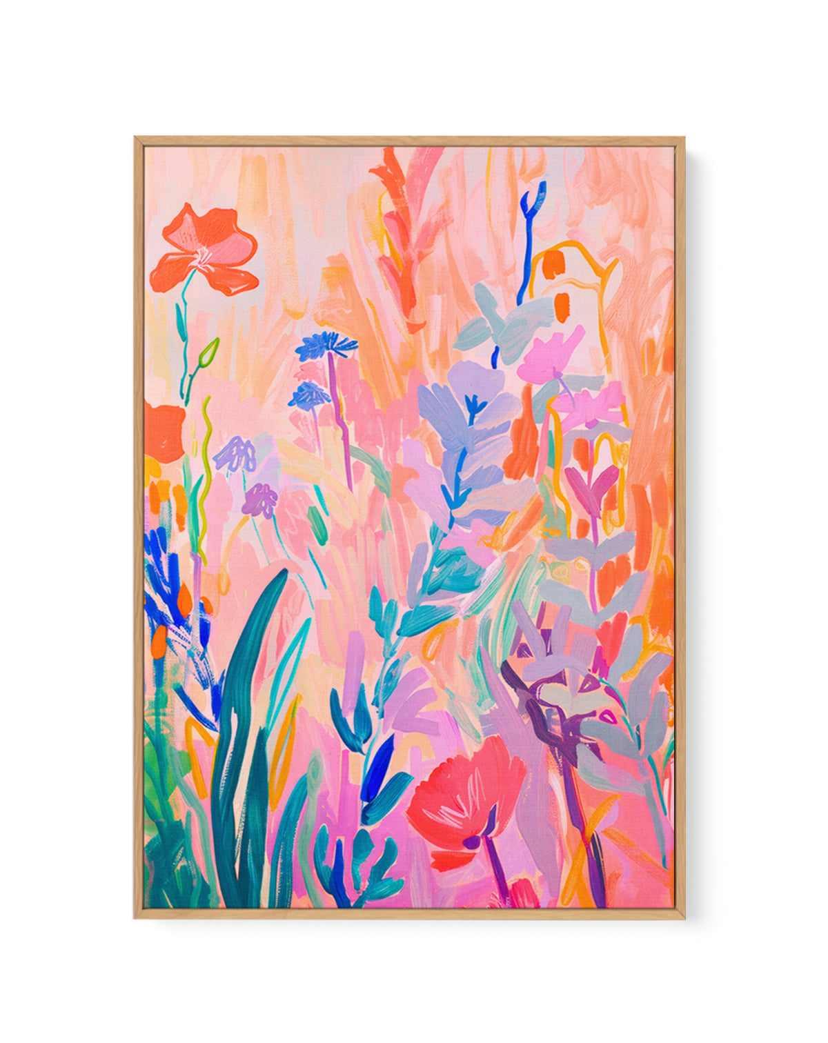 Vibrant Abstract Garden by Mathieu Jeuf | Framed Canvas Art Print