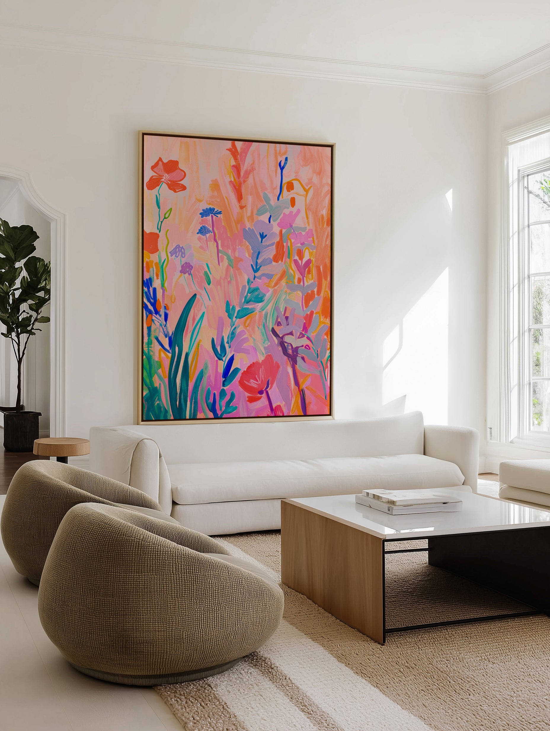 Vibrant Abstract Garden by Mathieu Jeuf | Framed Canvas Art Print