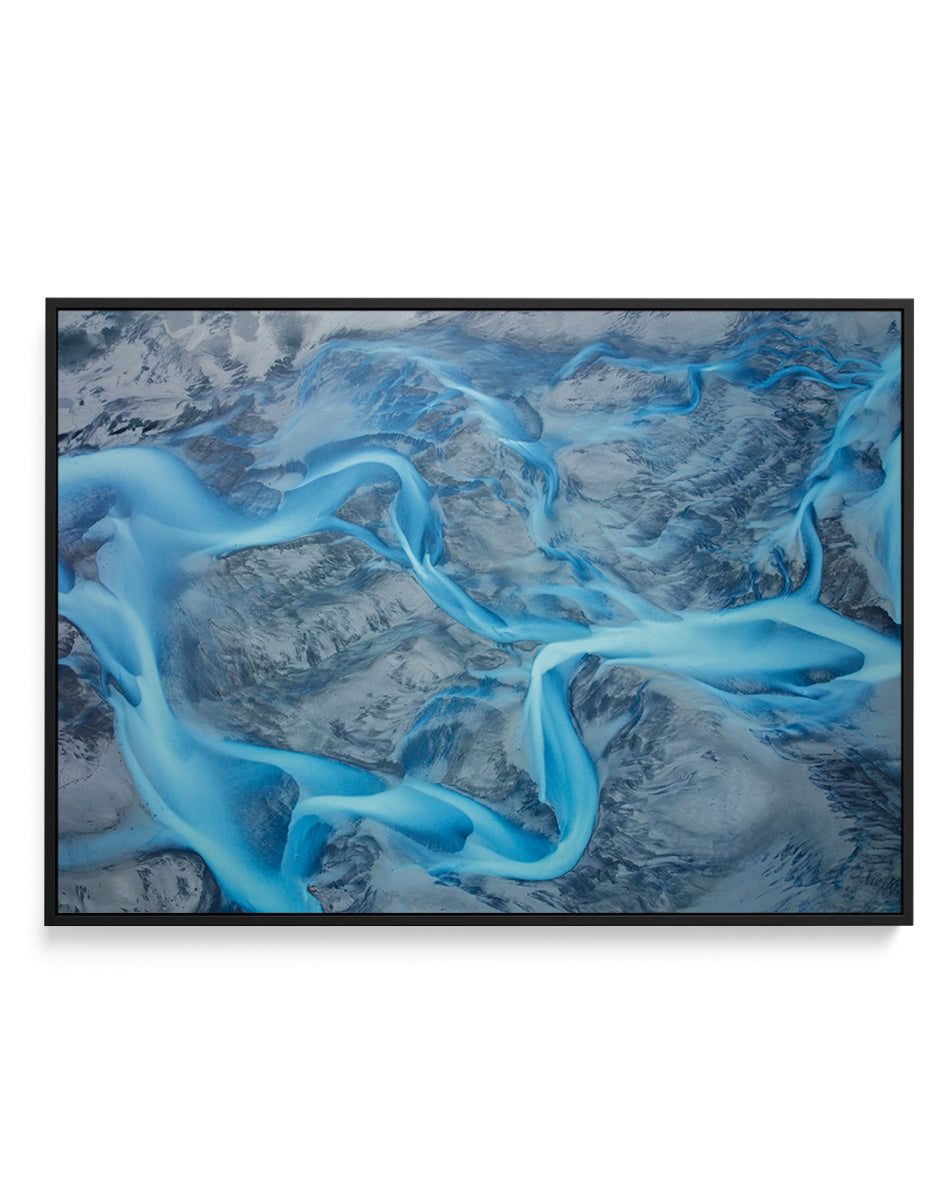 Vibrant Blue River Patterns by Benton Murphy | Framed Canvas Art Print