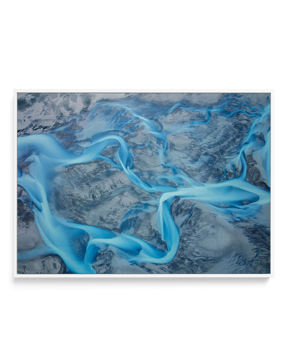 Vibrant Blue River Patterns by Benton Murphy | Framed Canvas Art Print