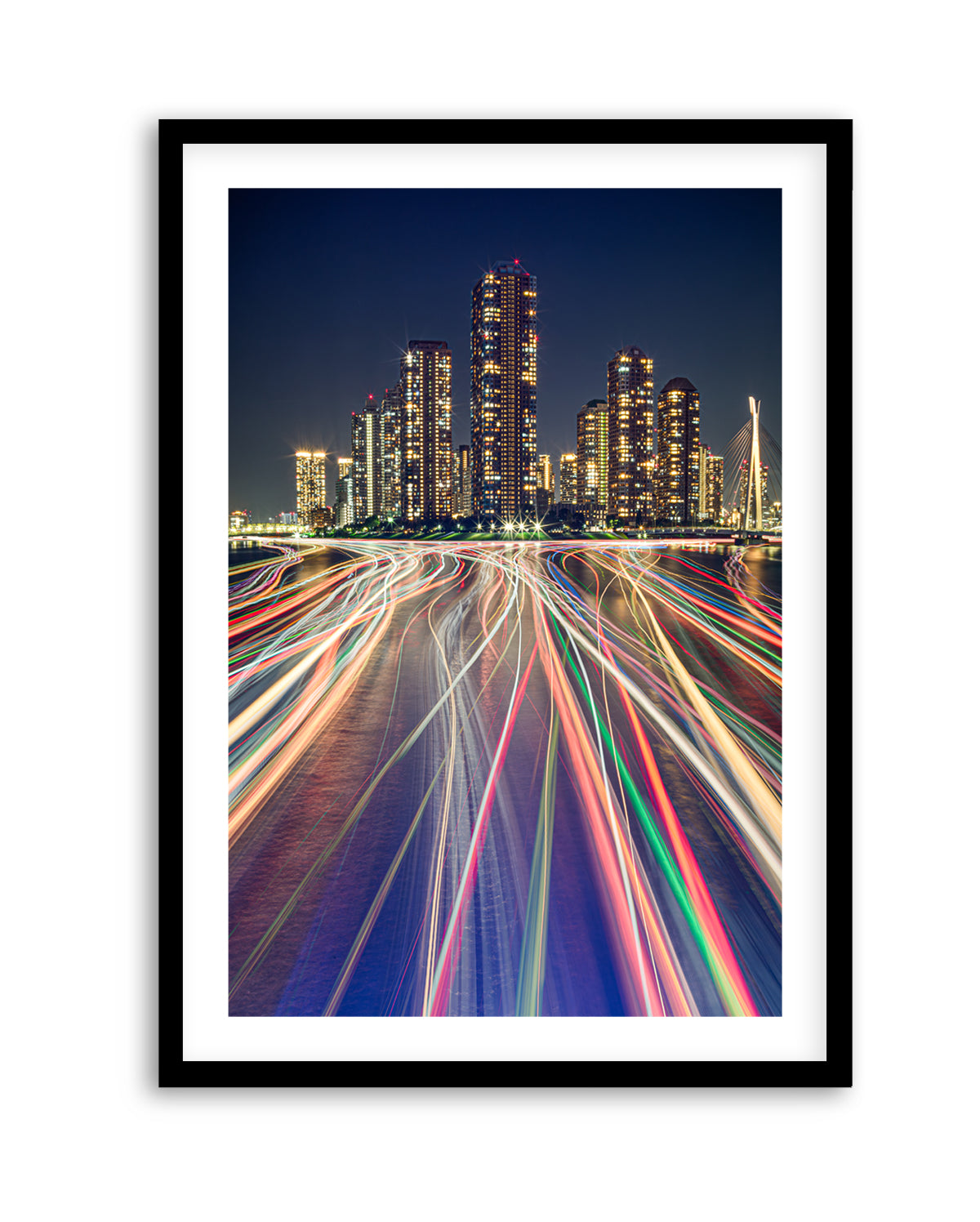 Vibrant City Night Trails by ＡＫＩ | Art Print
