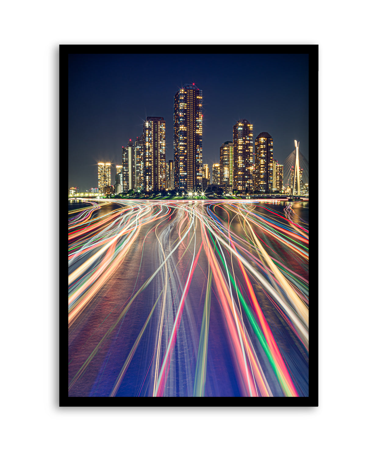 Vibrant City Night Trails by ＡＫＩ | Art Print