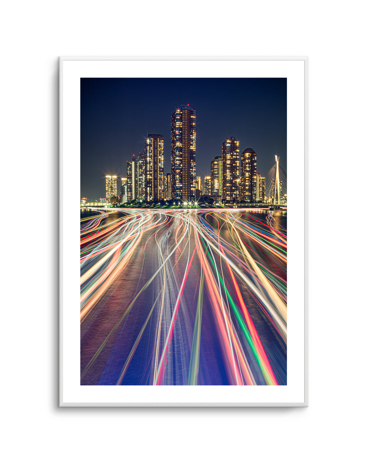 Vibrant City Night Trails by ＡＫＩ | Art Print