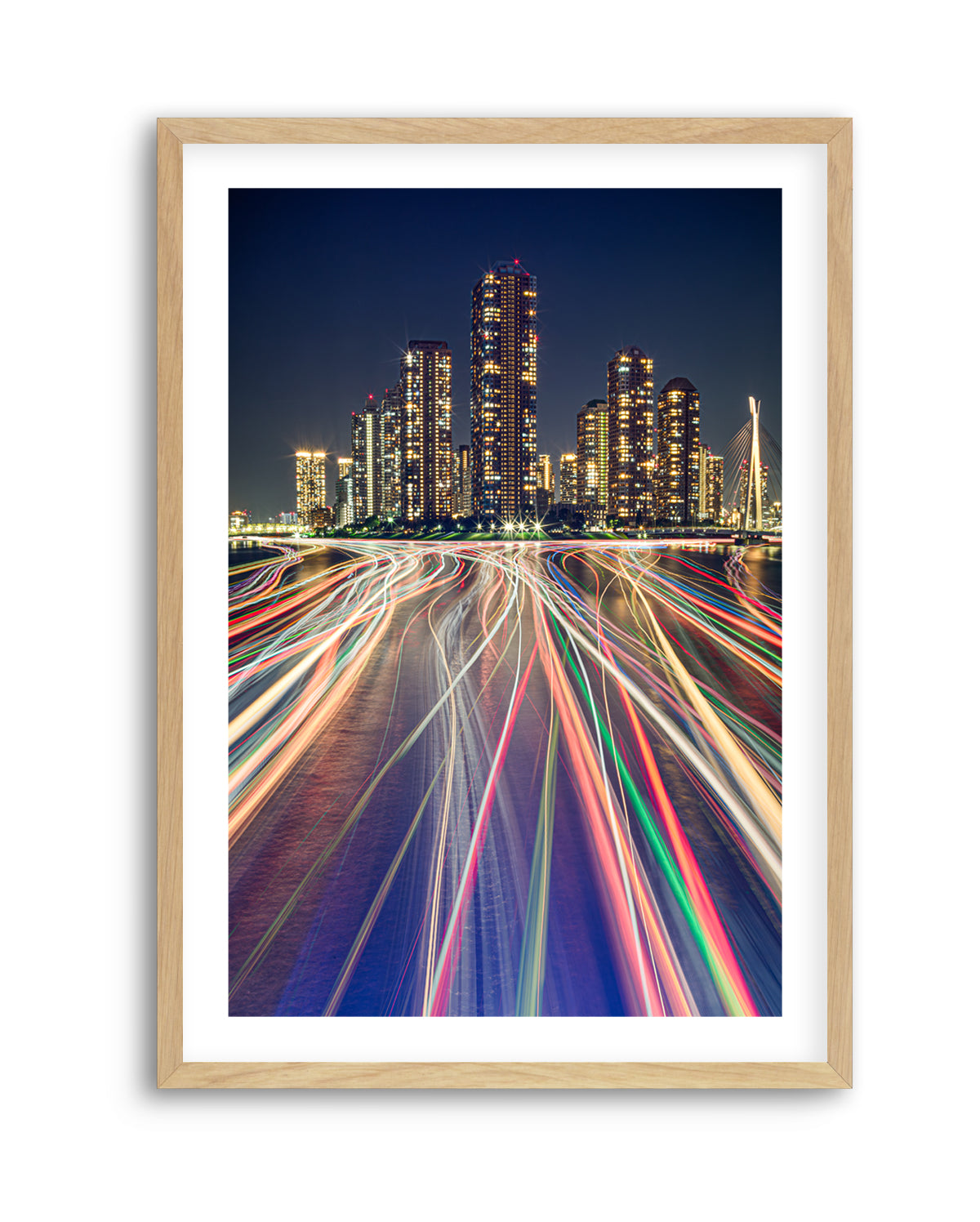 Vibrant City Night Trails by ＡＫＩ | Art Print