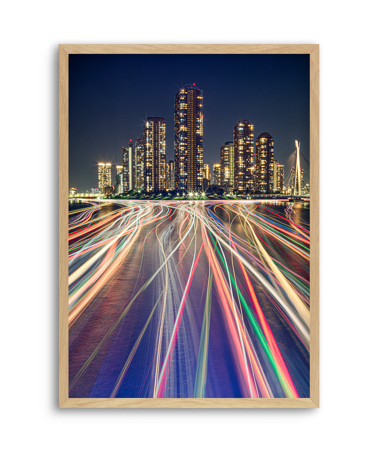 Vibrant City Night Trails by ＡＫＩ | Art Print