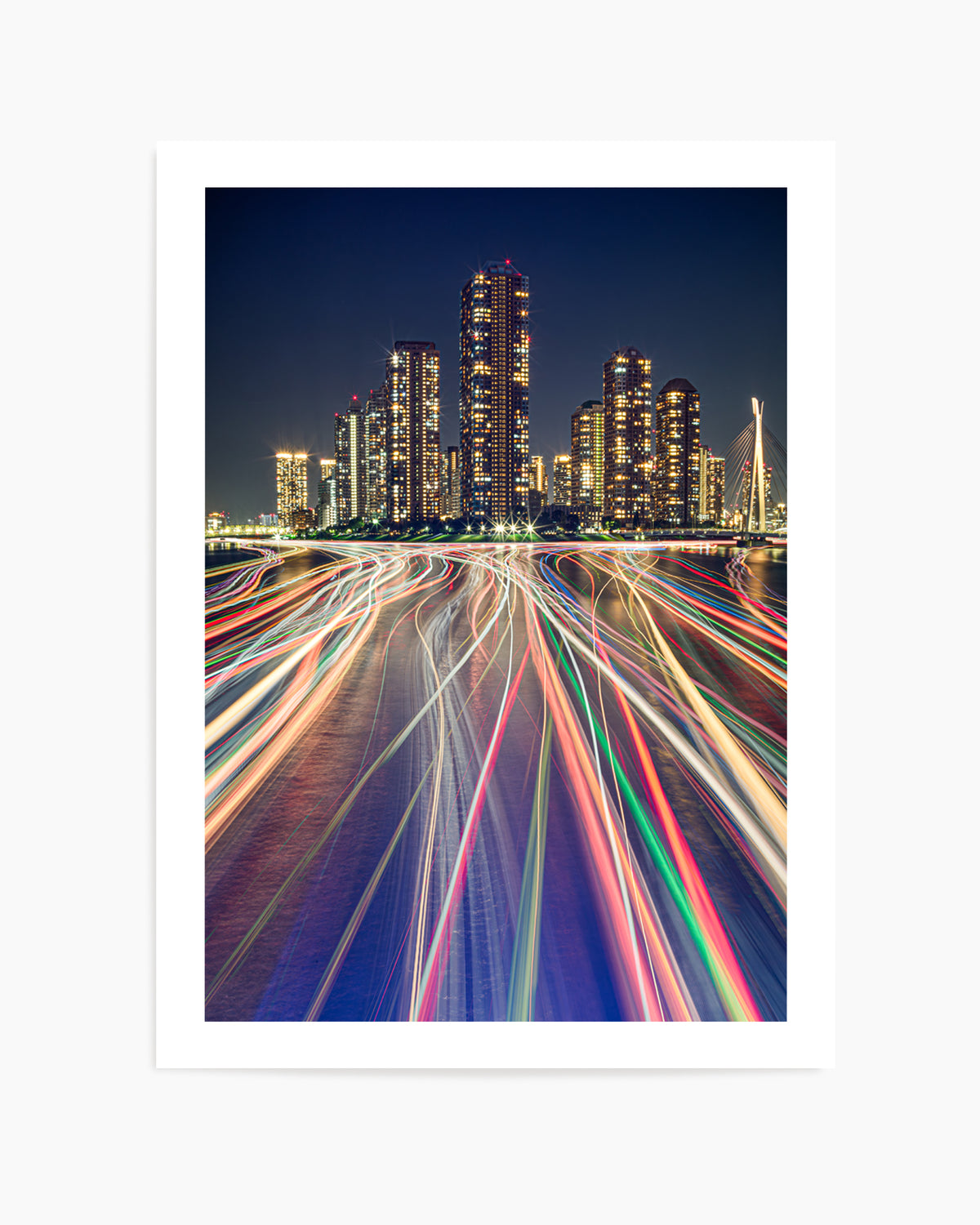 Vibrant City Night Trails by ＡＫＩ | Art Print