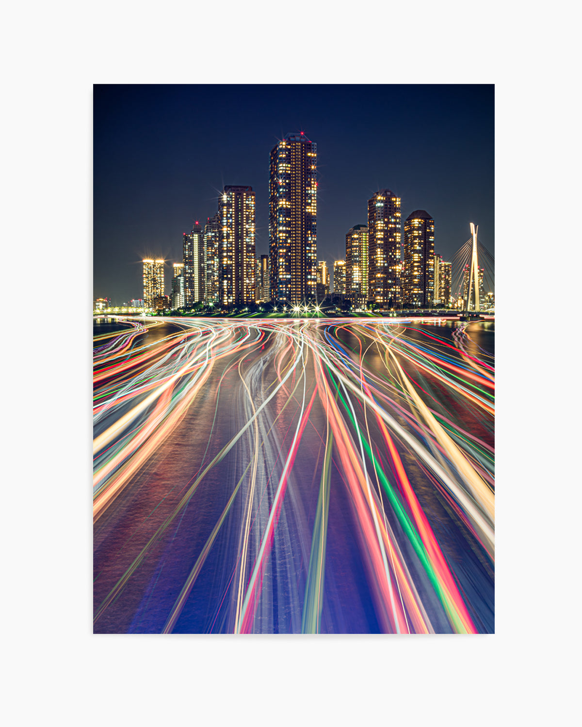 Vibrant City Night Trails by ＡＫＩ | Art Print