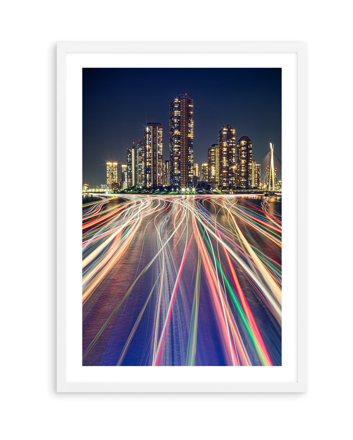 Vibrant City Night Trails by ＡＫＩ | Art Print