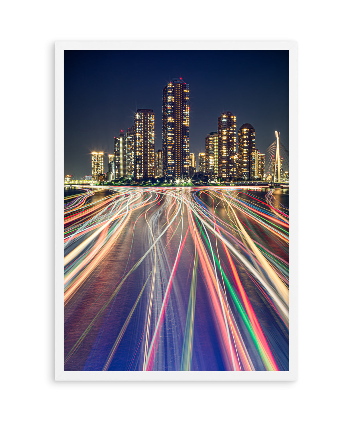 Vibrant City Night Trails by ＡＫＩ | Art Print