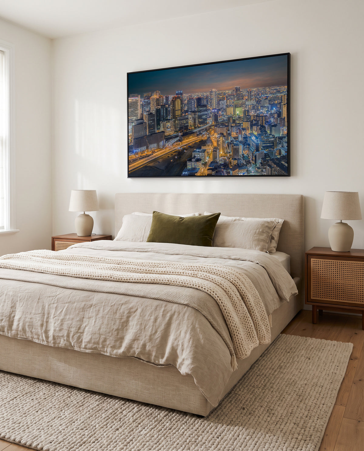 Vibrant Evening Cityscape by royhoo | Framed Canvas Art Print